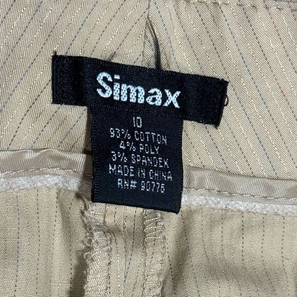 Simax Women 10 Stretch Beige Stripe Wide Leg Pedal Push Pants - Picture 5 of 10